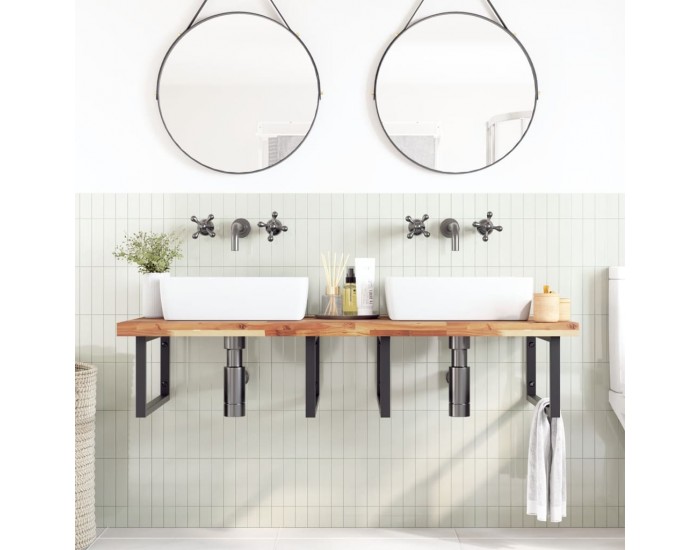 Sonata H Плот за баня, маслен финиш, 140x60x4 см, масивно дърво акация