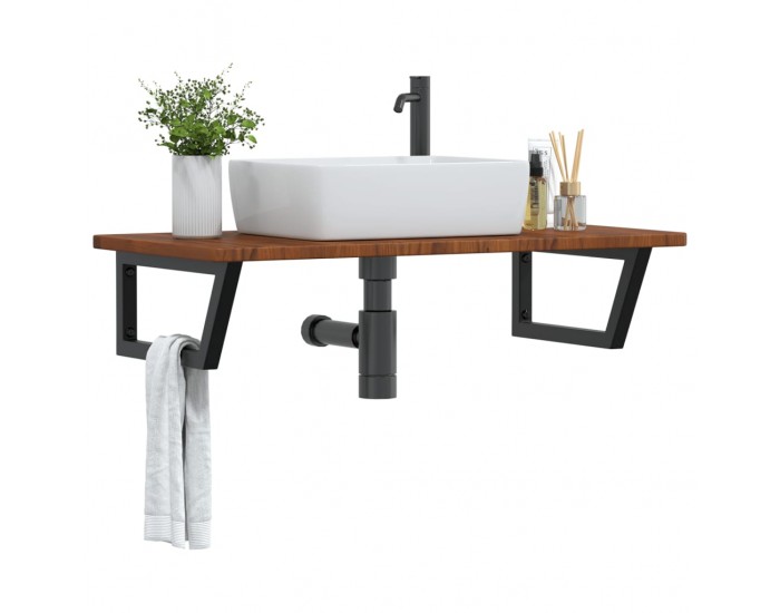 Sonata H Стенен рафт за мивка, стомана и масивно дърво дъб