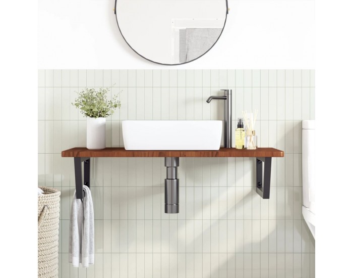 Sonata H Стенен рафт за мивка, стомана и масивно дърво дъб