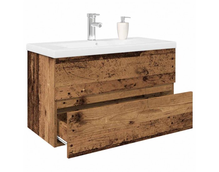 Sonata H шкаф за мивка с вграден басейн и смесител Старо дърво