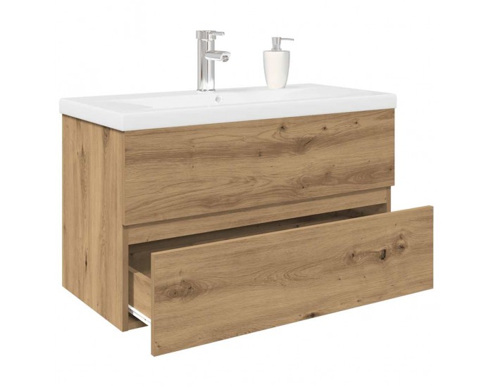 Sonata H Шкаф за мивка с вграден умивалник и смесител Дъб артизан