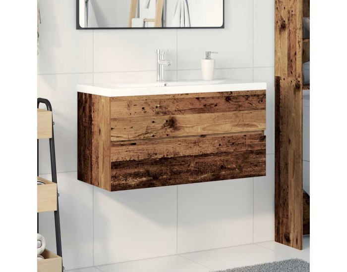 Sonata H шкаф за мивка с вграден басейн и смесител Старо дърво