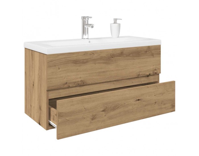 Sonata H Шкаф за мивка с вграден умивалник и смесител Дъб артизан