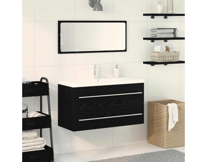 Sonata H Шкаф с мивка с чекмедже 3 pcs Черен дъб 90 x 38.5 x 48 cm