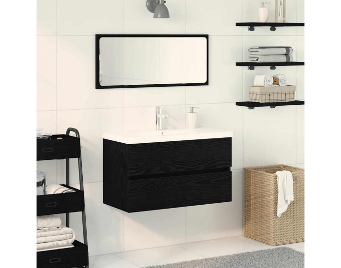 Sonata H Шкаф за мивка с врата Черен дъб 80 x 39 x 62 см Инженерно дърво