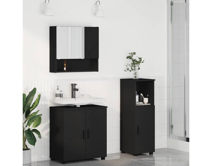 Sonata H Комплект мебели за баня с врата 3 pcs Черно 61 x 35 x 64 см