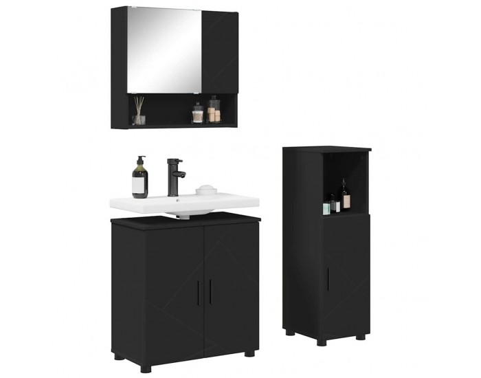 Sonata H Комплект мебели за баня с врата 3 pcs Черно 61 x 35 x 64 см