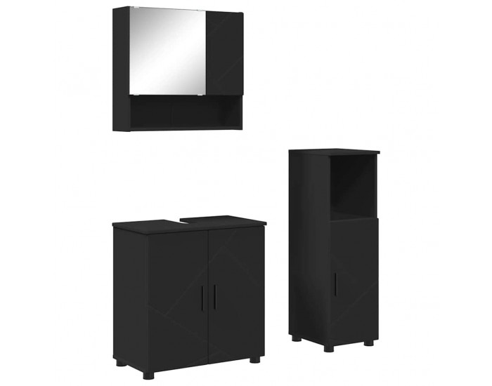 Sonata H Комплект мебели за баня с врата 3 pcs Черно 61 x 35 x 64 см