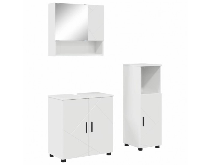 Sonata H Комплект мебели за баня с врата 3 pcs Бяло Със Силен Гланц
