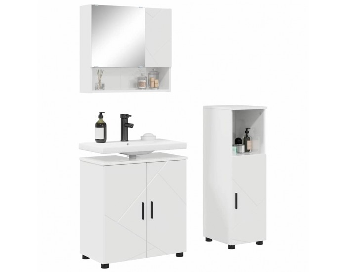 Sonata H Комплект мебели за баня с врата 3 pcs Бяло Със Силен Гланц