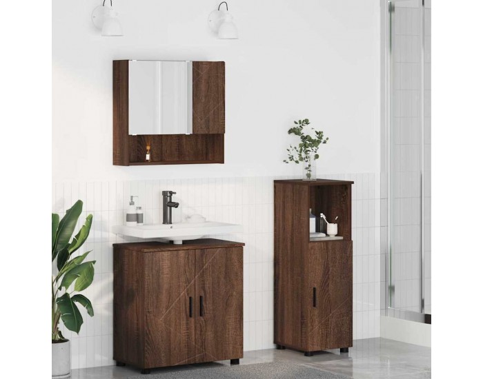 Sonata H Комплект мебели за баня с врата 3 pcs Кафяв дъб 61 x 35 x 64 см