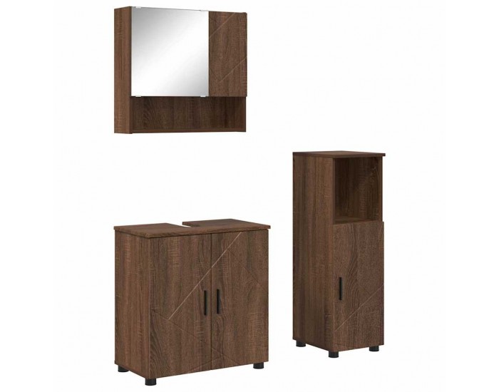 Sonata H Комплект мебели за баня с врата 3 pcs Кафяв дъб 61 x 35 x 64 см