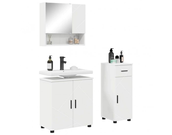 Sonata H Комплект мебели за баня с чекмедже 3 pcs Бяло 61 x 35 x 64 см
