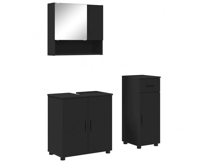 Sonata H Комплект мебели за баня с чекмедже 3 pcs Черно 61 x 35 x 64 см