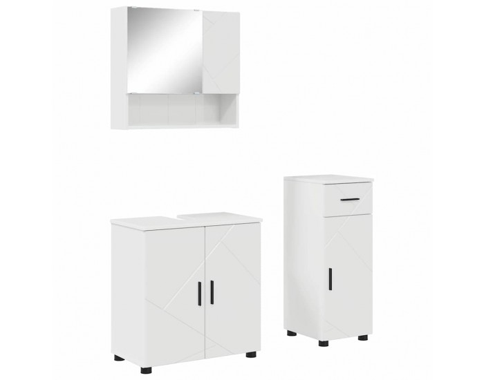 Sonata H Комплект мебели за баня с чекмедже 3 pcs Бяло Със Силен Гланц