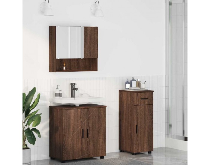 Sonata H Комплект мебели за баня с врата 3 pcs Кафяв дъб 61 x 35 x 64 см