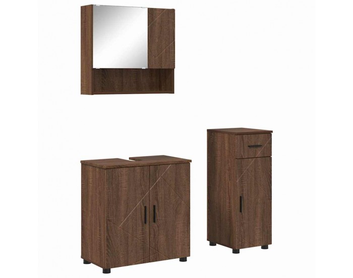 Sonata H Комплект мебели за баня с врата 3 pcs Кафяв дъб 61 x 35 x 64 см