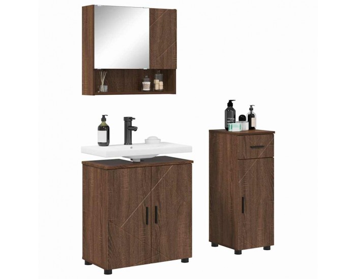 Sonata H Комплект мебели за баня с врата 3 pcs Кафяв дъб 61 x 35 x 64 см