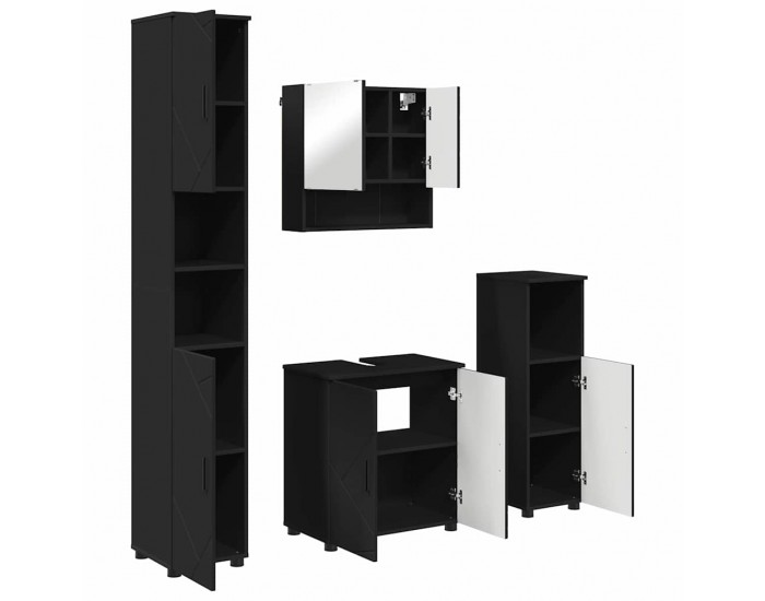 Sonata H Комплект мебели за баня с врата 4 pcs Черно 61 x 35 x 64 см