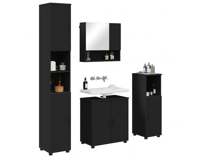 Sonata H Комплект мебели за баня с врата 4 pcs Черно 61 x 35 x 64 см