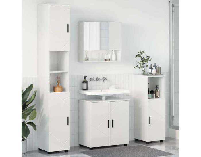 Sonata H Комплект мебели за баня с врата 4 pcs Бяло Със Силен Гланц
