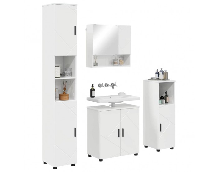 Sonata H Комплект мебели за баня с врата 4 pcs Бяло Със Силен Гланц