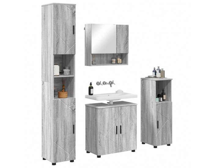 Sonata H Комплект мебели за баня 4 pcs Сив сонома 61 x 35 x 64 см