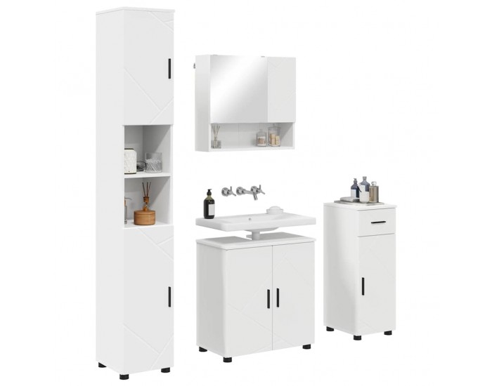 Sonata H Комплект мебели за баня с чекмедже 4 pcs Бяло 61 x 35 x 64 см