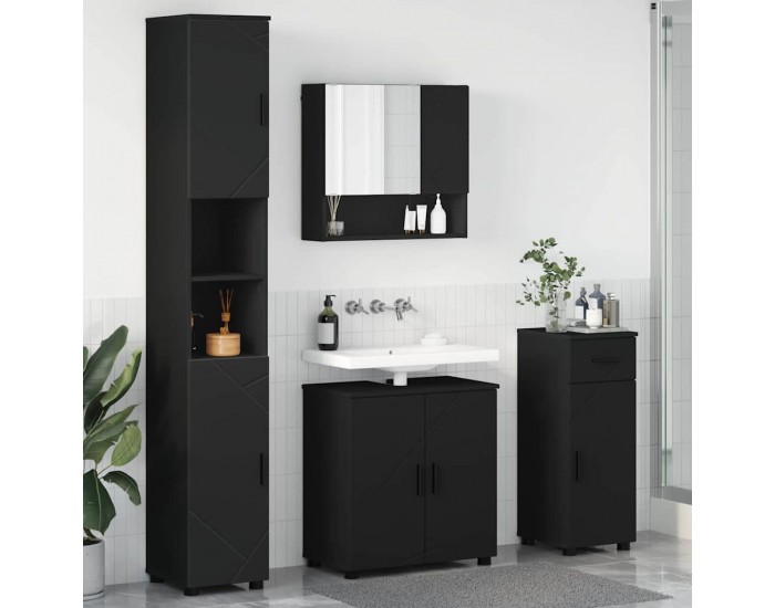 Sonata H Комплект мебели за баня с чекмедже 4 pcs Черно 61 x 35 x 64 см