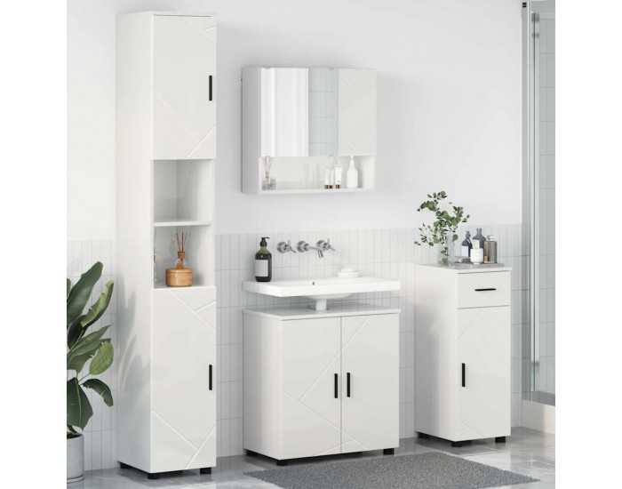 Sonata H Комплект мебели за баня с чекмедже 4 pcs Бяло Със Силен Гланц