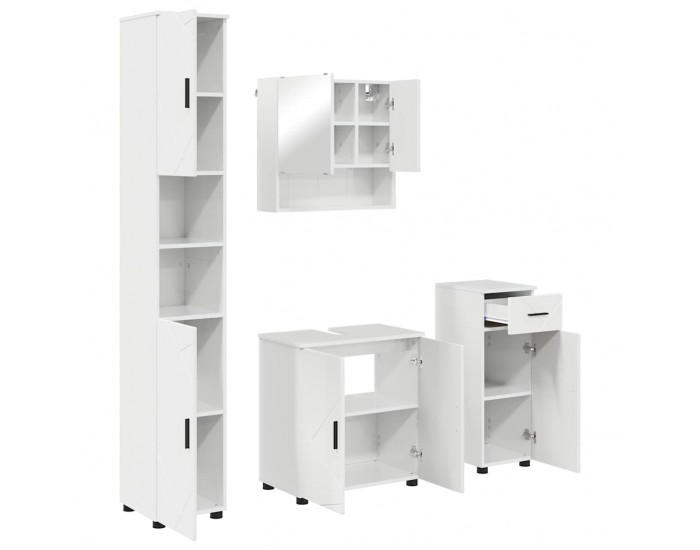 Sonata H Комплект мебели за баня с чекмедже 4 pcs Бяло Със Силен Гланц