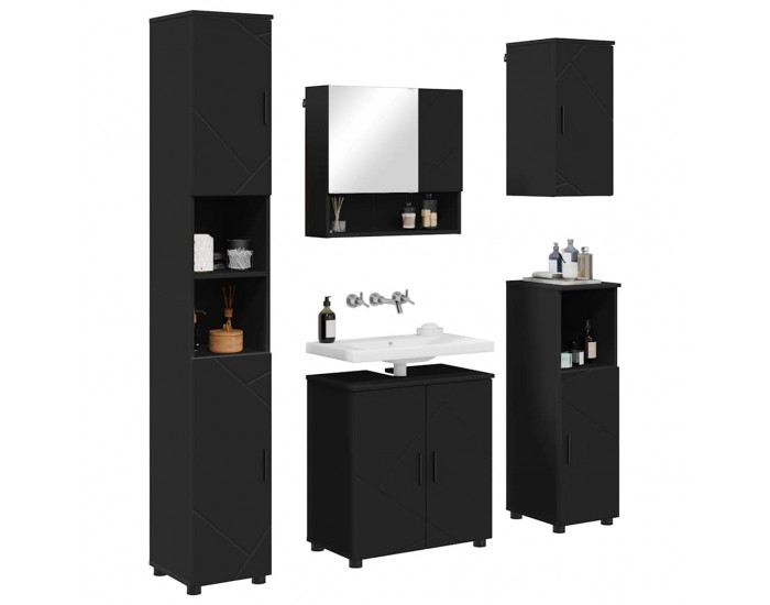 Sonata H Комплект мебели за баня с врата 5 pcs Черно 61 x 35 x 64 см