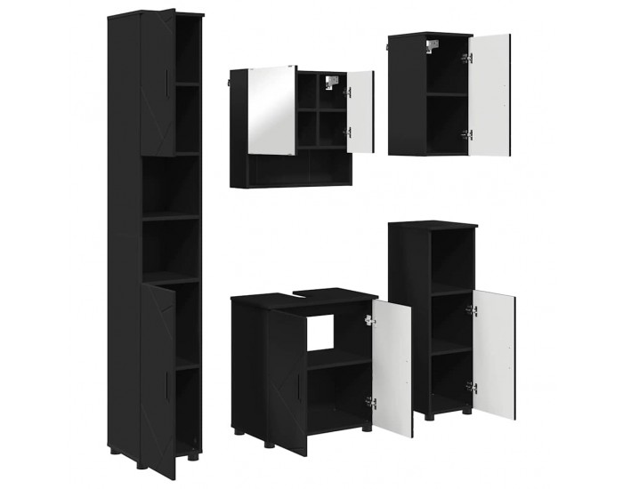 Sonata H Комплект мебели за баня с врата 5 pcs Черно 61 x 35 x 64 см