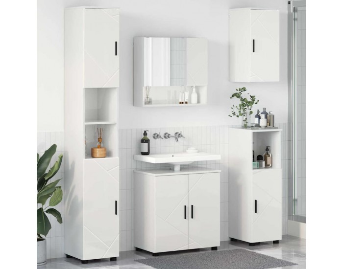 Sonata H Комплект мебели за баня с врата 5 pcs Бяло Със Силен Гланц