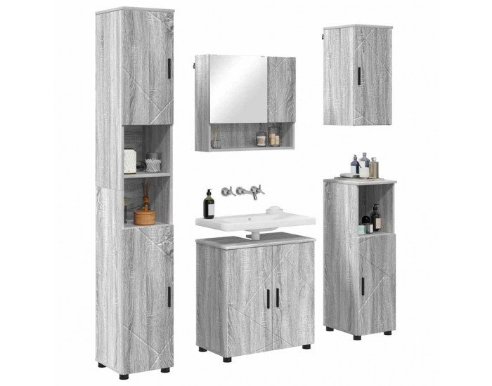 Sonata H Комплект мебели за баня 5 pcs Сив сонома 61 x 35 x 64 см