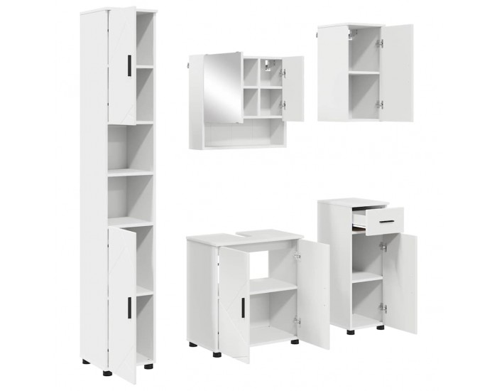 Sonata H Комплект мебели за баня с чекмедже 5 pcs Бяло 61 x 35 x 64 см