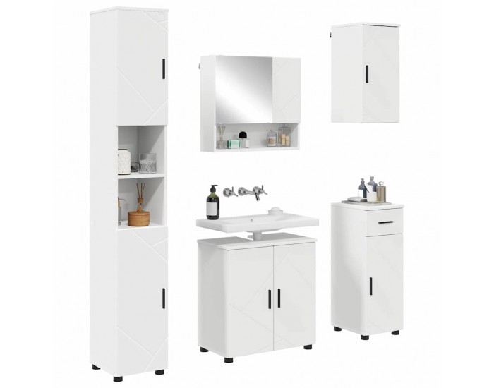 Sonata H Комплект мебели за баня с чекмедже 5 pcs Бяло 61 x 35 x 64 см