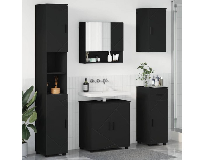 Sonata H Комплект мебели за баня с чекмедже 5 pcs Черно 61 x 35 x 64 см