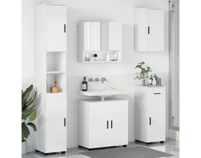 Sonata H Комплект мебели за баня с чекмедже 5 pcs Бяло Със Силен Гланц