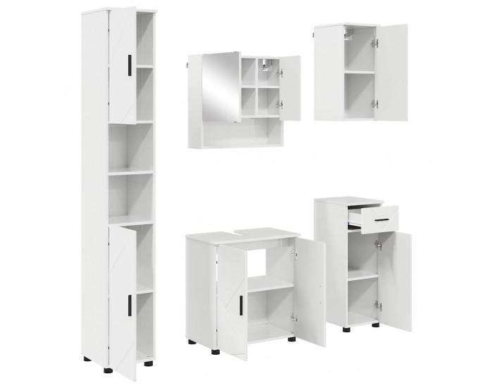 Sonata H Комплект мебели за баня с чекмедже 5 pcs Бяло Със Силен Гланц