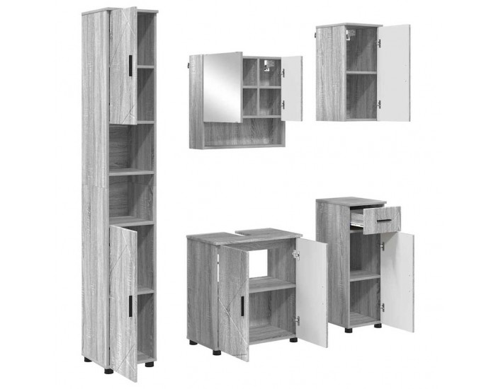Sonata H Комплект мебели за баня 5 pcs Сив сонома 61 x 35 x 64 см