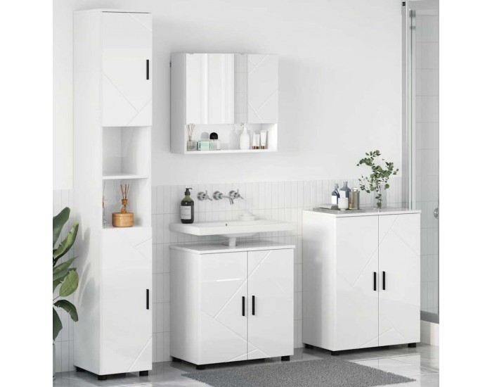 Sonata H Комплект мебели за баня с врата 4 pcs Бяло Със Силен Гланц