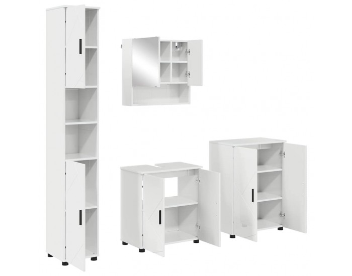 Sonata H Комплект мебели за баня с врата 4 pcs Бяло Със Силен Гланц