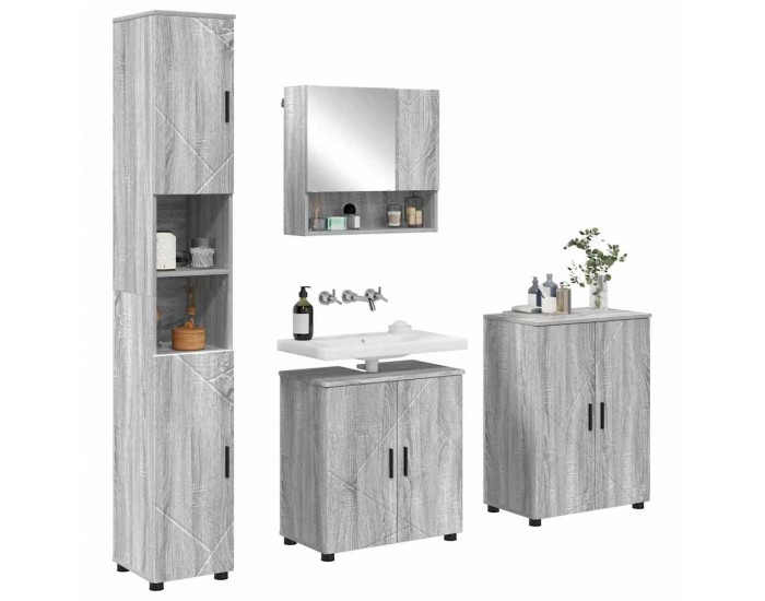 Sonata H Комплект мебели за баня 4 pcs Сив сонома 61 x 35 x 64 см