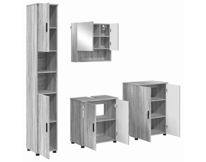 Sonata H Комплект мебели за баня 4 pcs Сив сонома 61 x 35 x 64 см