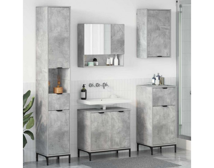 Sonata H Комплект мебели за баня Циментено сиво Инженерно дърво, Метал
