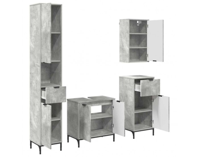 Sonata H Комплект мебели за баня Циментено сиво Инженерно дърво, Метал