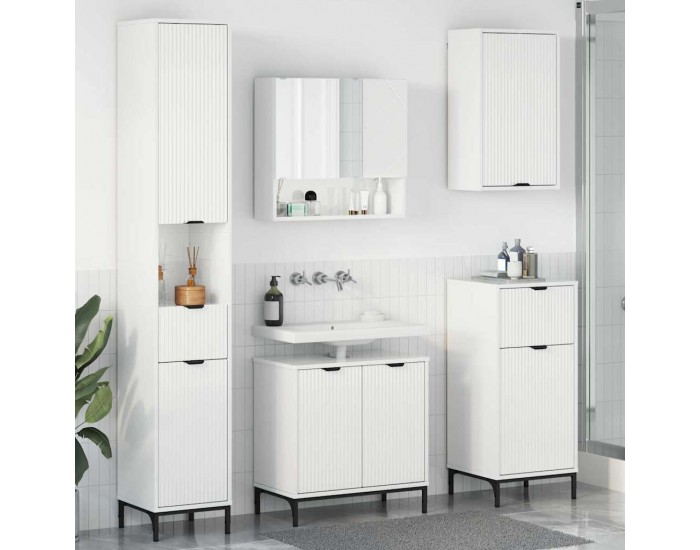 Sonata H Комплект мебели за баня Лъскаво бяло Инженерно дърво, Метал