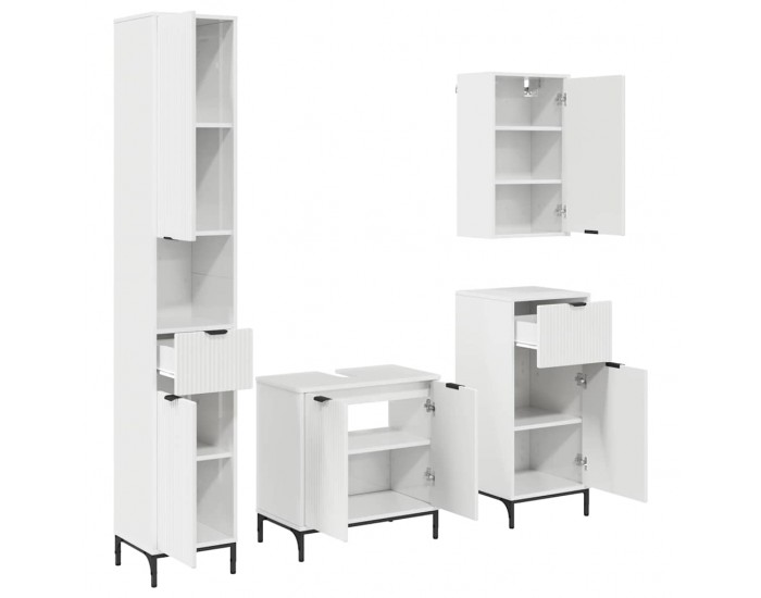 Sonata H Комплект мебели за баня Лъскаво бяло Инженерно дърво, Метал