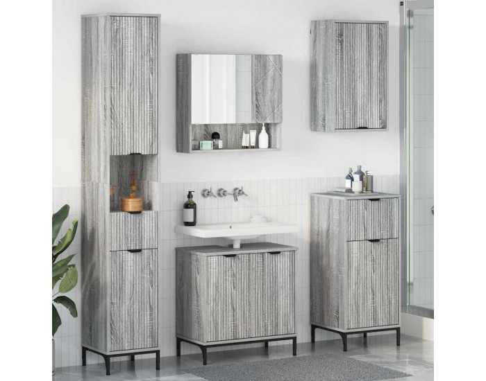 Sonata H Комплект мебели за баня Сив Сонома Инженерно дърво, Метал